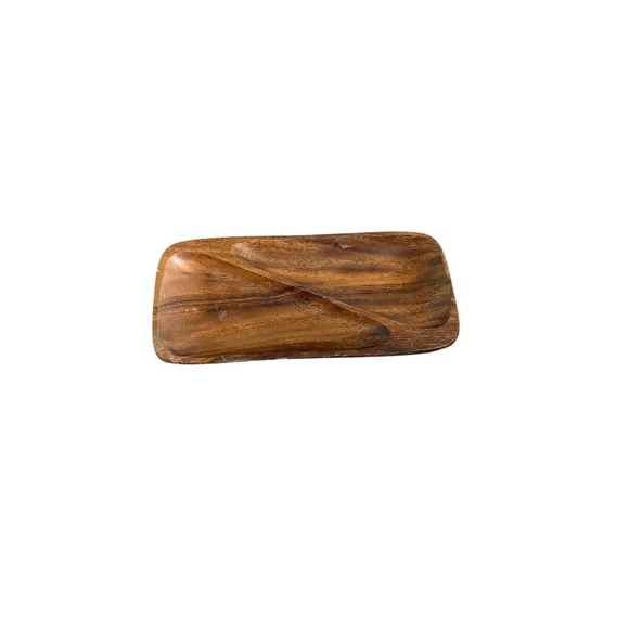 Unbranded Other - Vintage Monkey Pod Wood Divided Tray Rectangular Serving Dish Philippines 9.5in